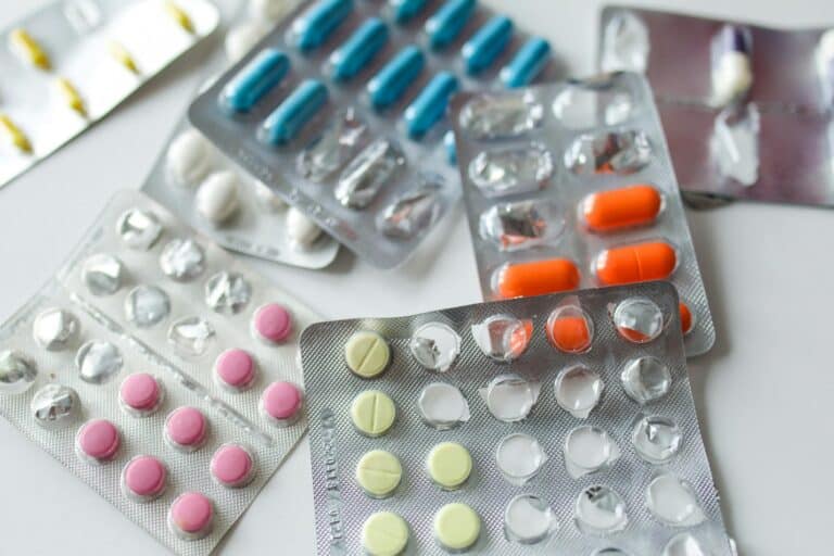 Medicines on a table