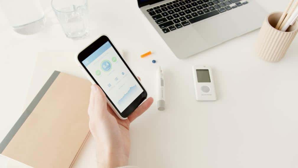 Woman using a mobile health app.