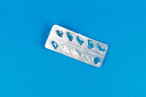 Empty blister pack on a table